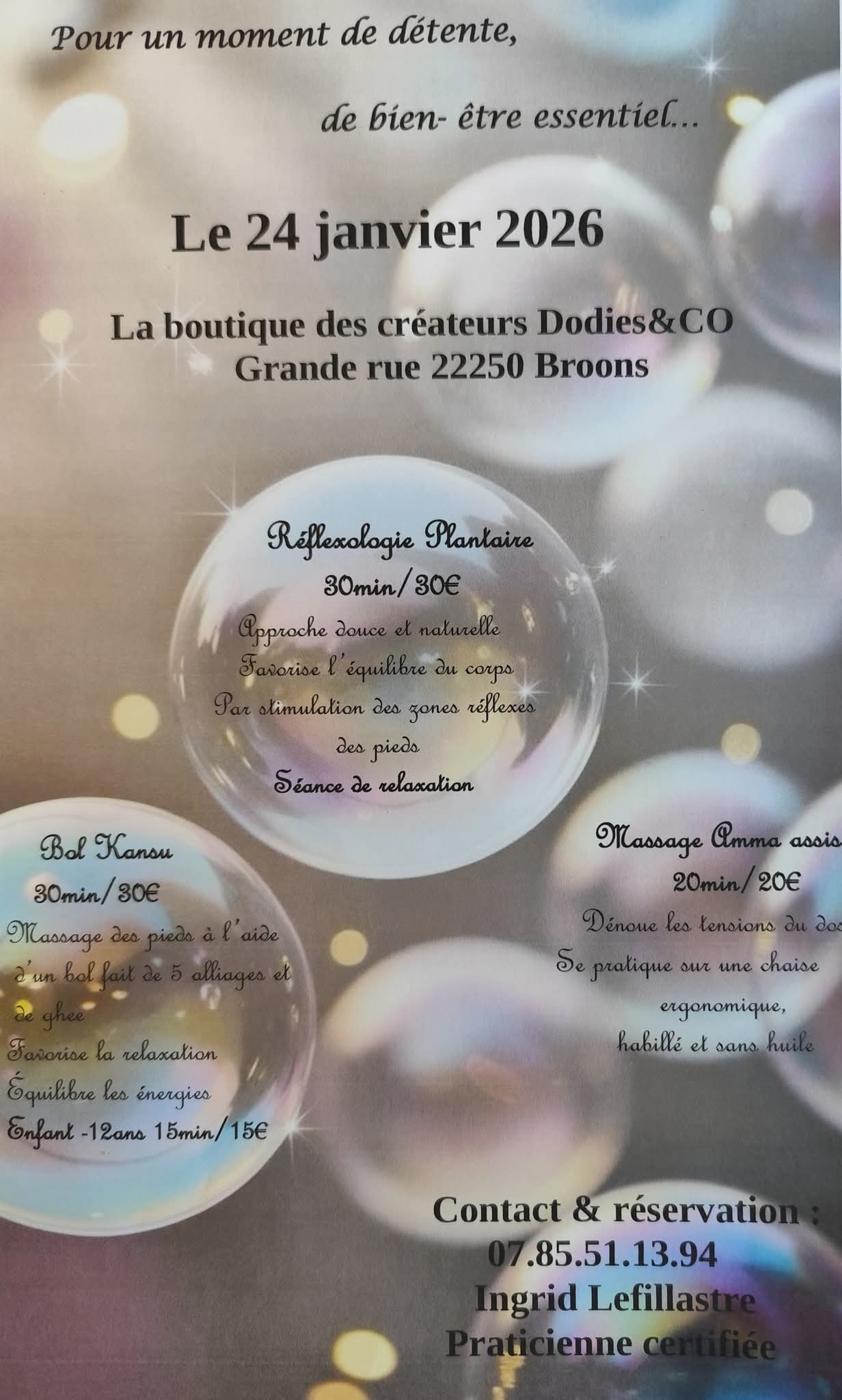 Atelier massages à Broons